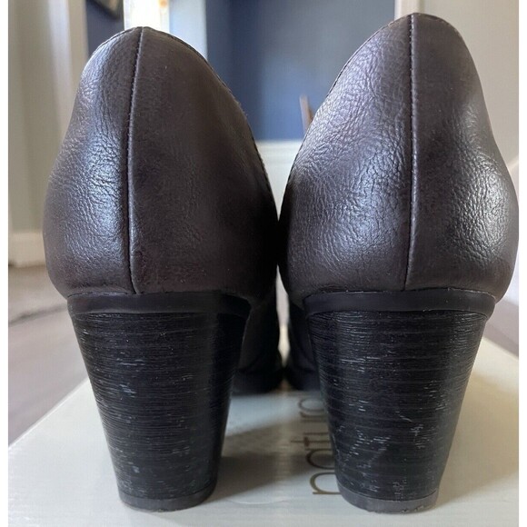 Natural Soul Loafer Pumps Womens 10M Black Slip On Block Heel Casual Leather - Picture 3 of 4